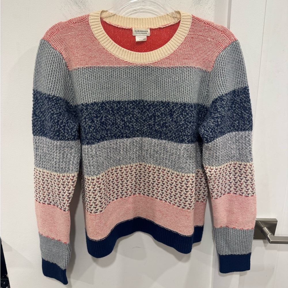 Club Monaco Pink and Blue Striped Sweater